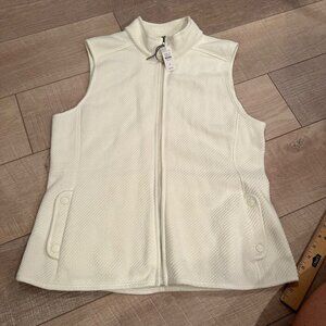 T BY TALBOTS WOMENS TEXTURED WHITE VEST NWT SIZE LARGE PETITE